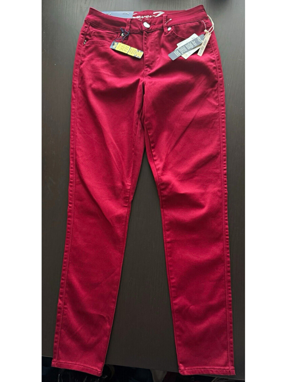Seven7 NWT High Rise 30” Skinny Jeans Womens Sz 6 Deep Red Stretch Denim Soft